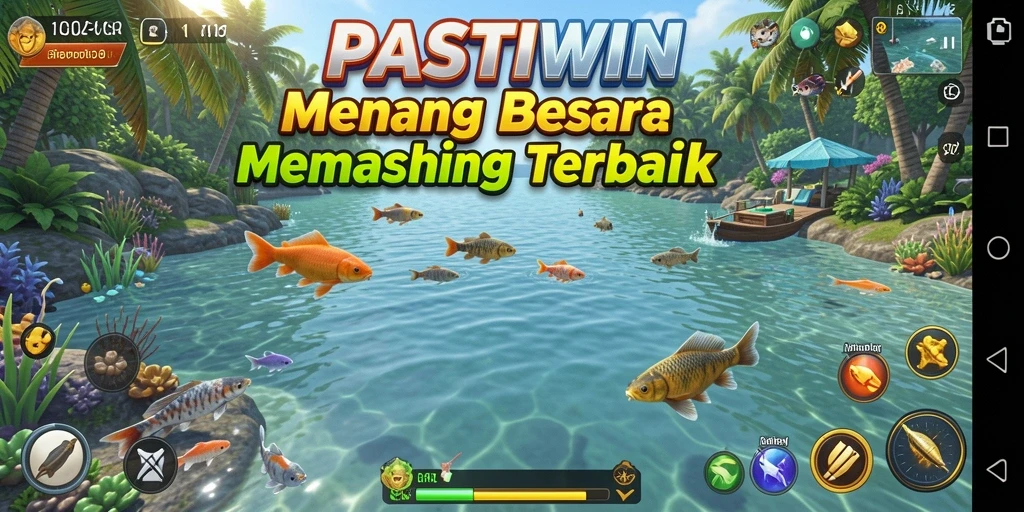 Tampilan gameplay PASTIWIN yang menakjubkan dengan suasana memancing yang realistis.