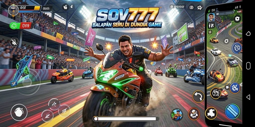 Tampilan gameplay SOV777 yang mendebarkan di lintasan balap.
